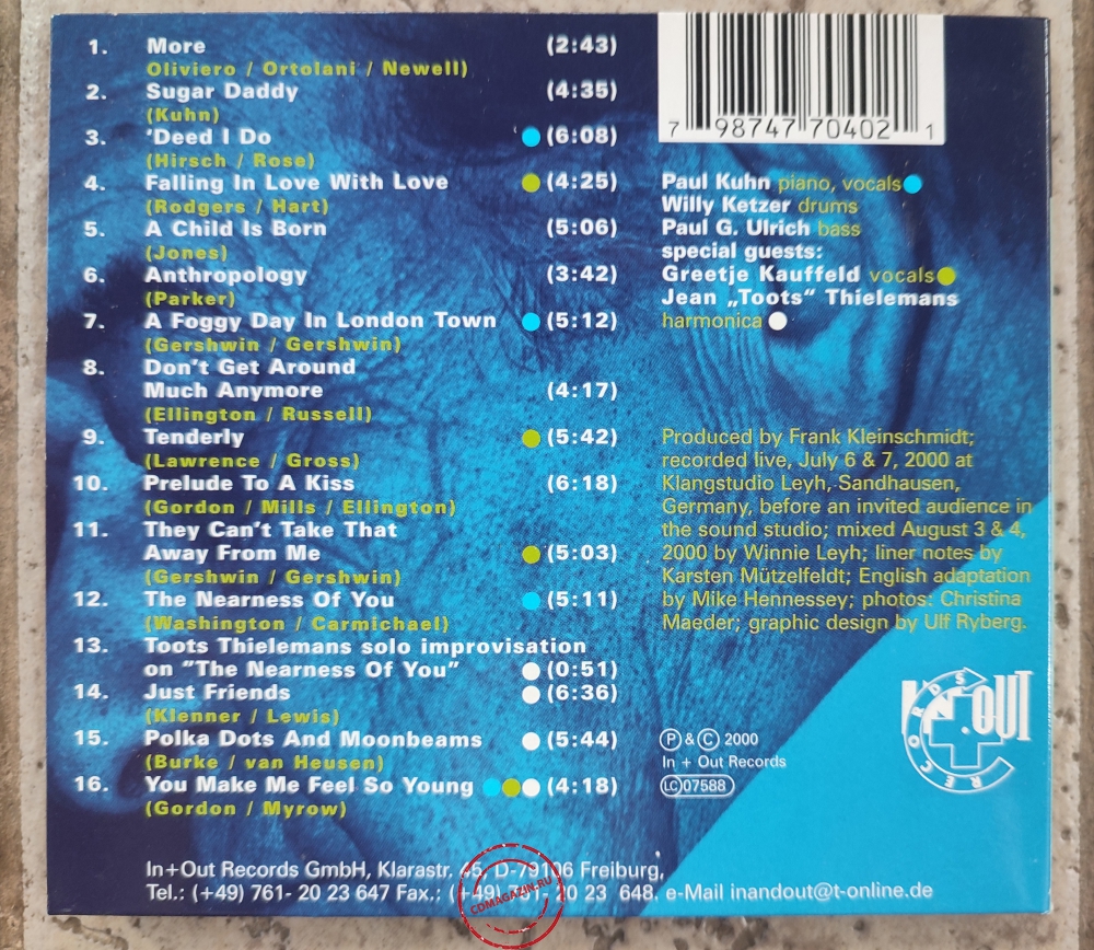 Audio CD: Paul Kuhn Trio (2000) Play It Again Paul