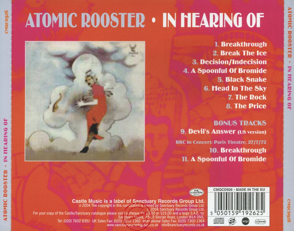 Audio CD: Atomic Rooster (1971) In Hearing Of Audio CD: Atomic Rooster (1971) In Hearing Of