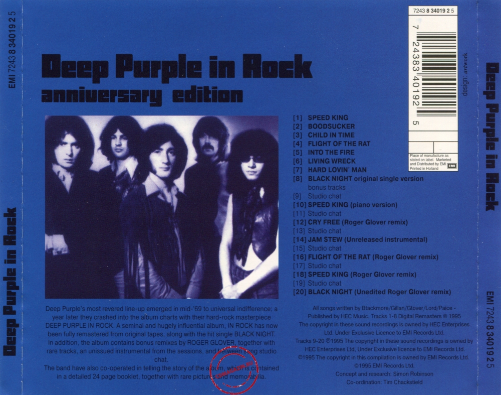 Audio CD: Deep Purple (1970) In Rock Audio CD: Deep Purple (1970) In Rock