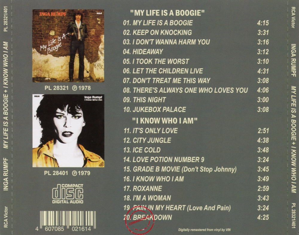 Audio CD: Inga Rumpf (1978) My Life Is A Boogie + I Know Who I Am Audio CD: Inga Rumpf (1978) My Life Is A Boogie + I Know Who I Am