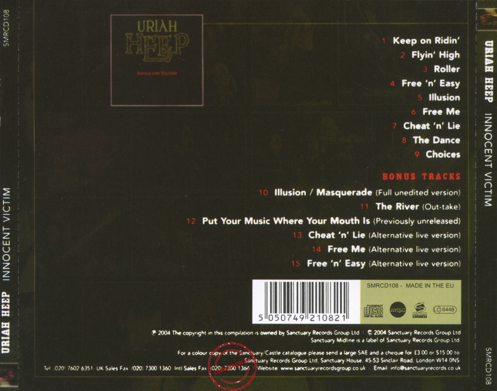 Audio CD: Uriah Heep (1977) Innocent Victim Audio CD: Uriah Heep (1977) Innocent Victim