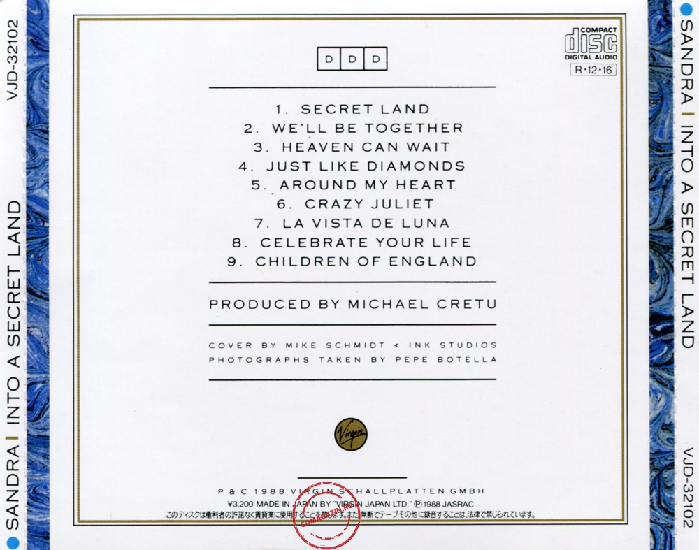 Audio CD: Sandra (1988) Into A Secret Land Audio CD: Sandra (1988) Into A Secret Land