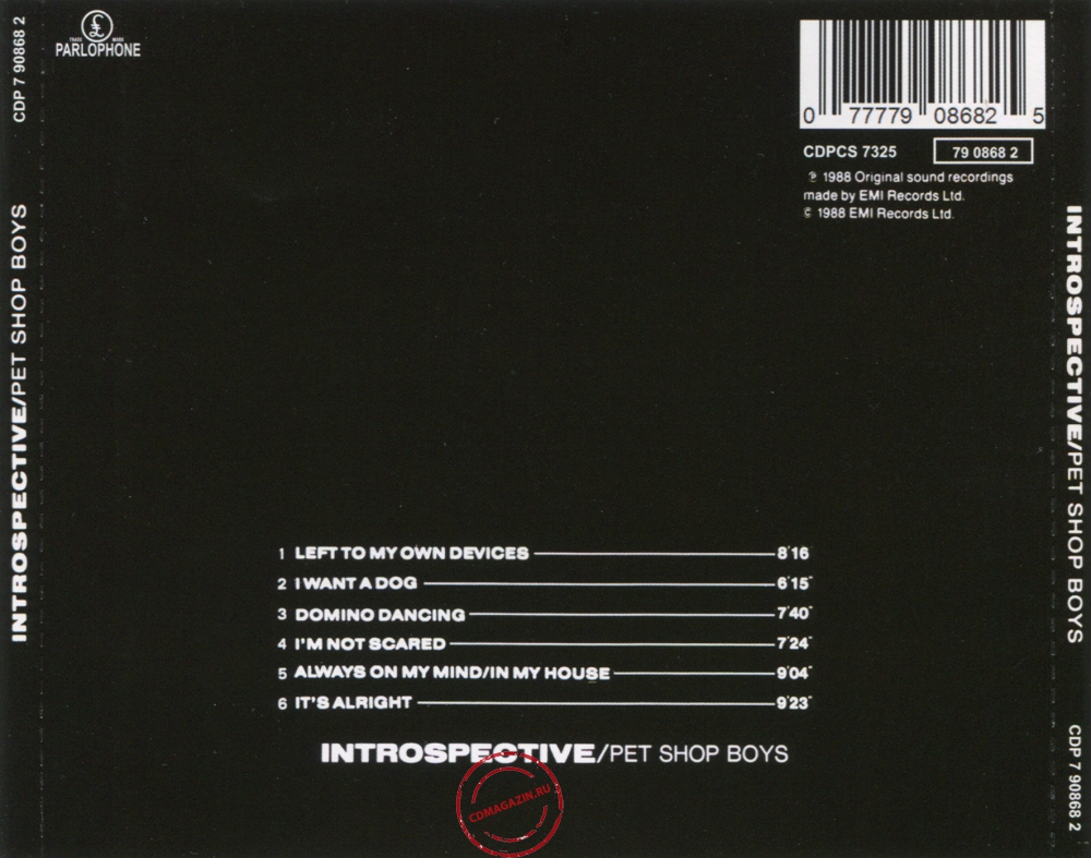 Audio CD: Pet Shop Boys (1988) Introspective Audio CD: Pet Shop Boys (1988) Introspective