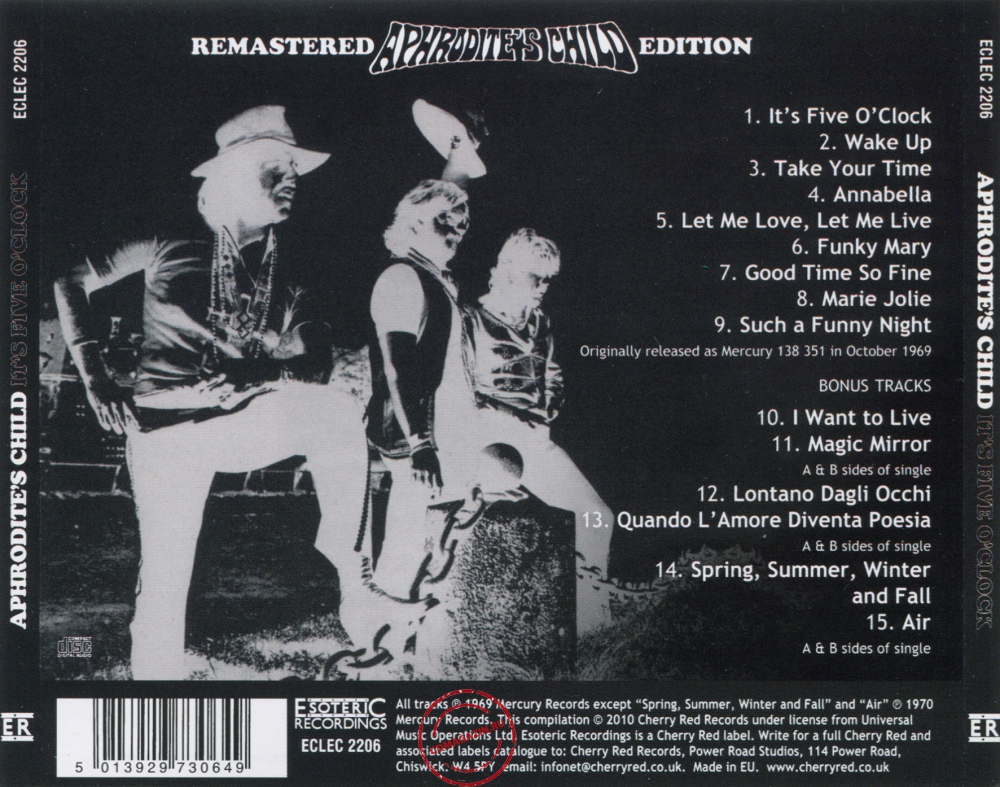Audio CD: Aphrodite's Child (1969) It's Five O'Clock