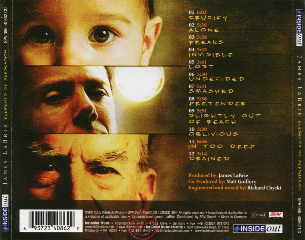Audio CD: James LaBrie (2005) Elements Of Persuasion Audio CD: James LaBrie (2005) Elements Of Persuasion
