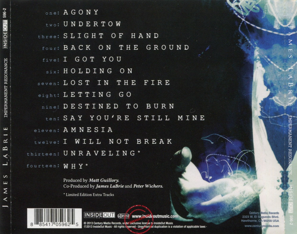 Audio CD: James LaBrie (2013) Impermanent Resonance Audio CD: James LaBrie (2013) Impermanent Resonance
