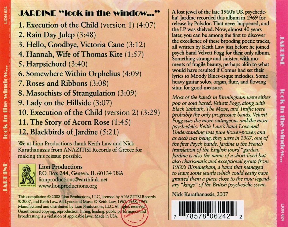 Audio CD: Jardine (1969) Look In The Window...