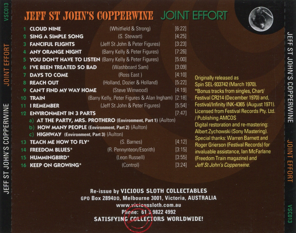 Audio CD: Jeff St John's Copperwine (1971) Joint Effort Audio CD: Jeff St John's Copperwine (1971) Joint Effort