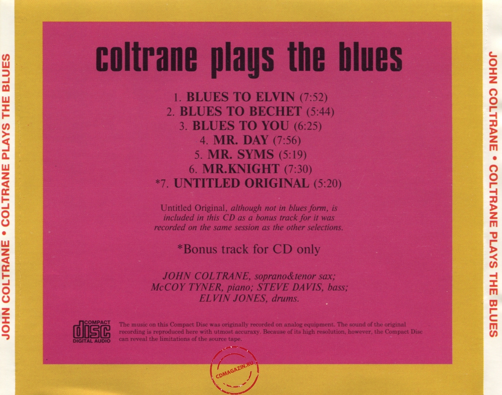 Audio CD: John Coltrane (1962) Coltrane Plays The Blues Audio CD: John Coltrane (1962) Coltrane Plays The Blues
