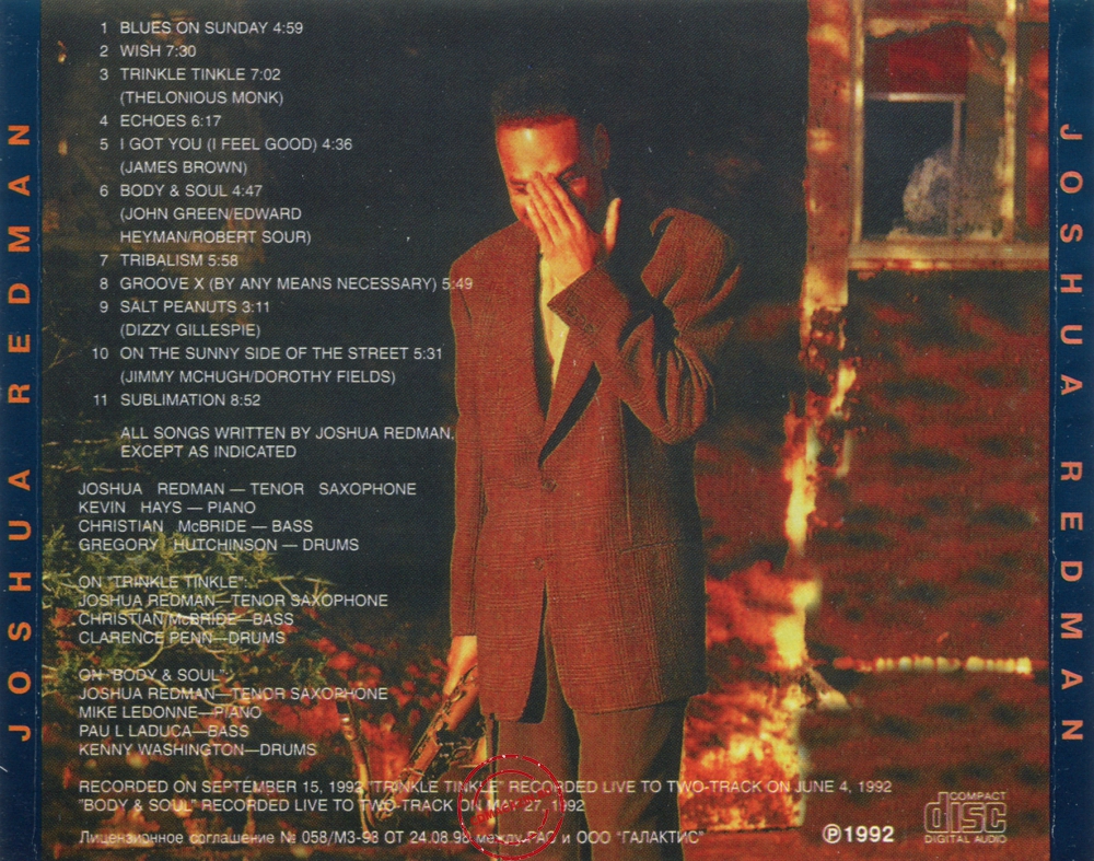 Audio CD: Joshua Redman (1993) Joshua Redman Audio CD: Joshua Redman (1993) Joshua Redman