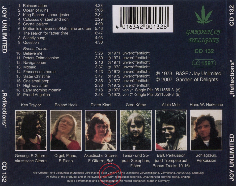 Audio CD: Joy Unlimited (1973) Reflections Audio CD: Joy Unlimited (1973) Reflections
