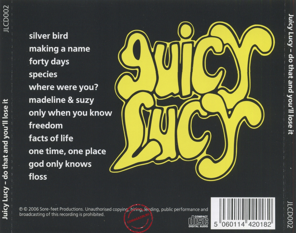 Audio CD: Juicy Lucy (2006) Do That And You'll Lose It Audio CD: Juicy Lucy (2006) Do That And You'll Lose It