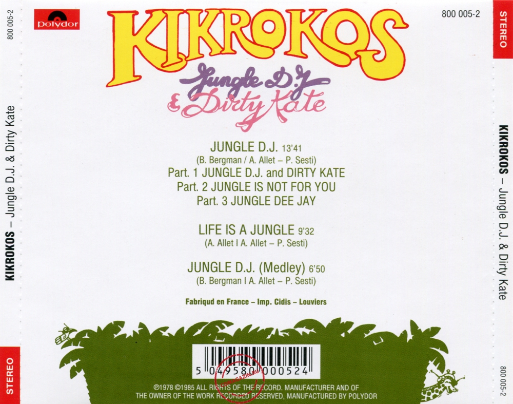 Audio CD: Kikrokos (1978) Jungle D. J. & Dirty Kate