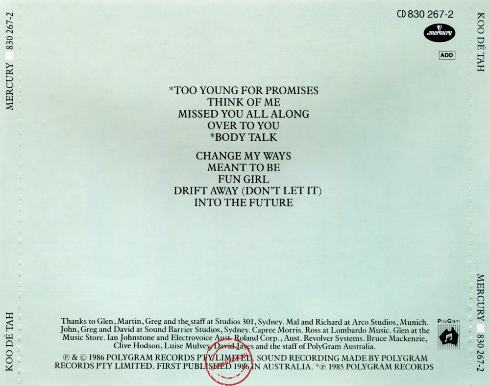 Audio CD: Koo De Tah (1986) Koo De Tah