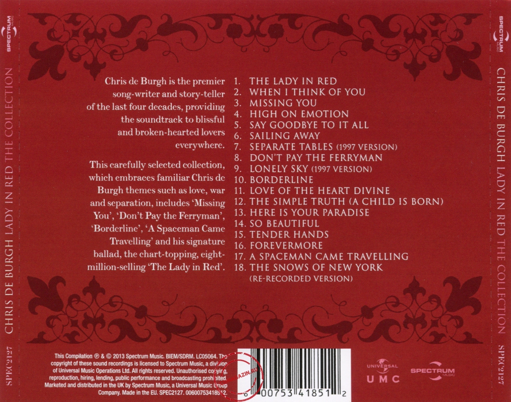 Audio CD: Chris De Burgh (2013) Lady In Red The Collection Audio CD: Chris De Burgh (2013) Lady In Red The Collection