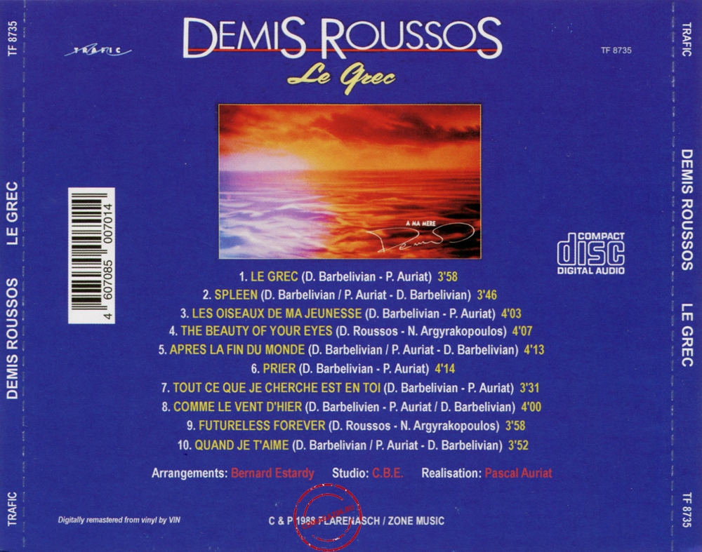 Audio CD: Demis Roussos (1988) Le Grec