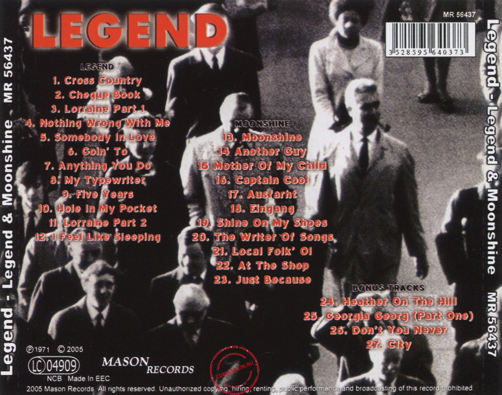 Audio CD: Legend (6) (1971) Legend + Moonshine Audio CD: Legend (6) (1971) Legend + Moonshine