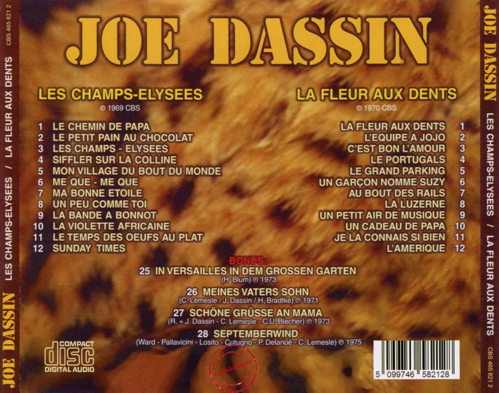 Audio CD: Joe Dassin (1969) Les Champs-Elysees + La Fleur Aux Dents