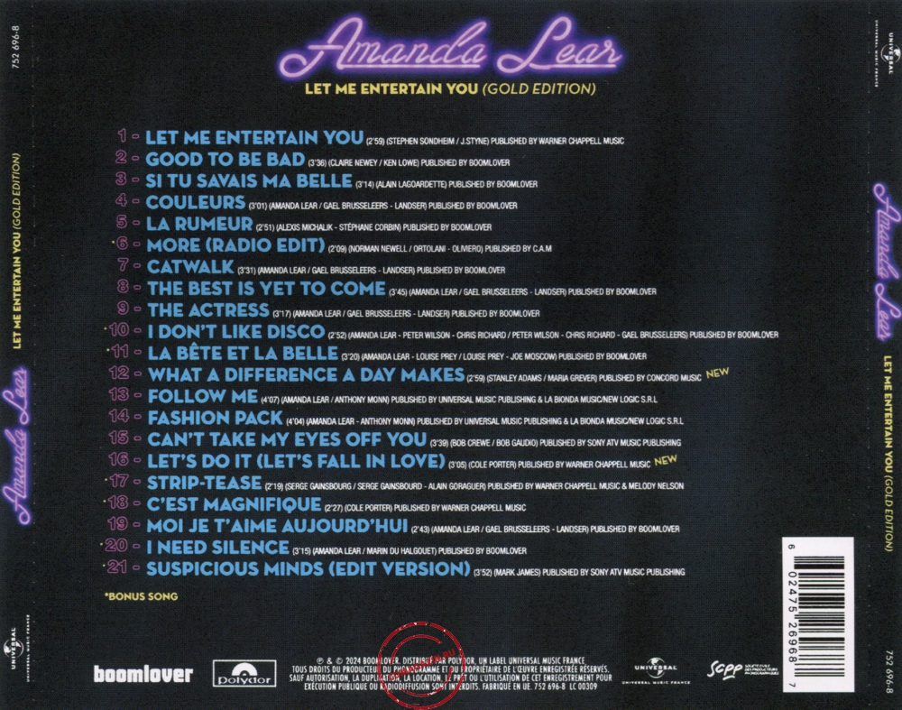 Audio CD: Amanda Lear (2016) Let Me Entertain You (Gold Edition)