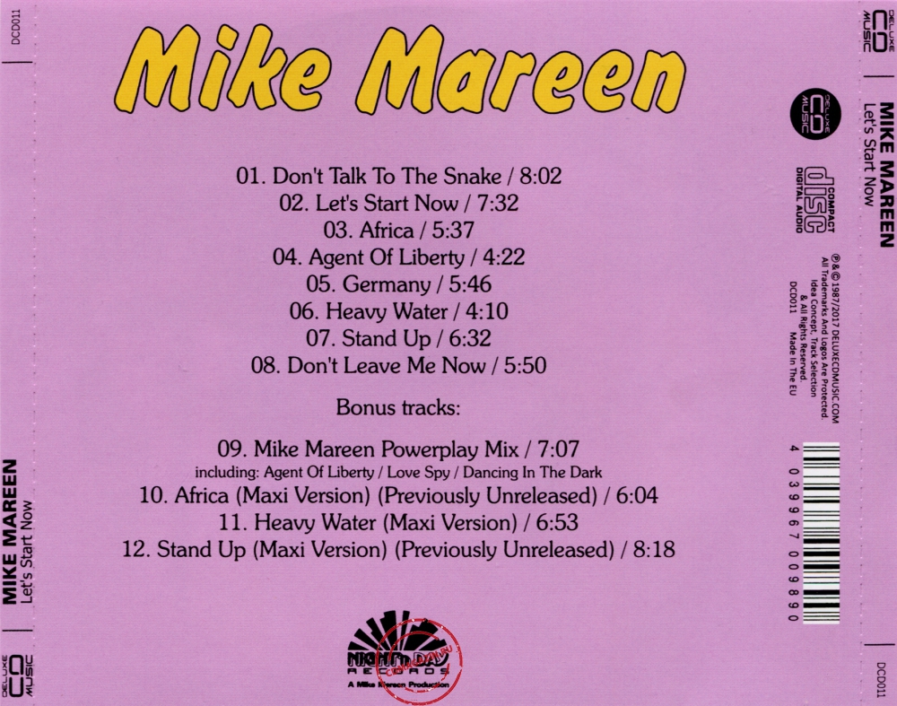 Audio CD: Mike Mareen (1987) Let's Start Now Audio CD: Mike Mareen (1987) Let's Start Now