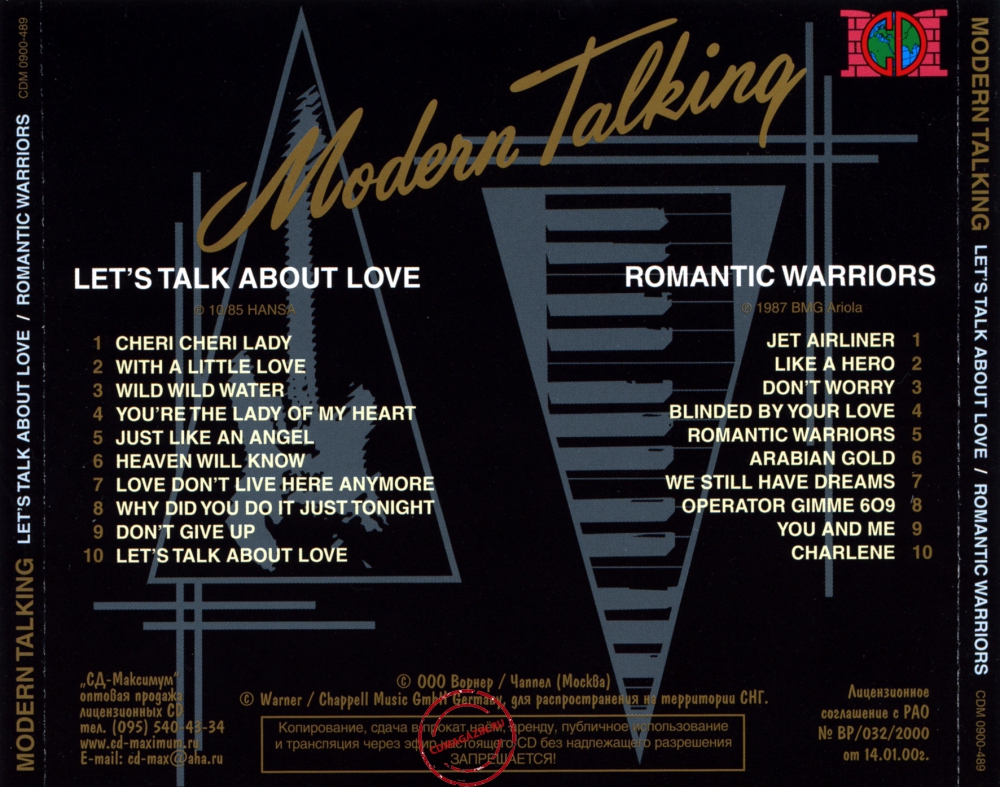 Audio CD: Modern Talking (1985) Let's Talk About Love + Romantic Warriors Audio CD: Modern Talking (1985) Let's Talk About Love + Romantic Warriors