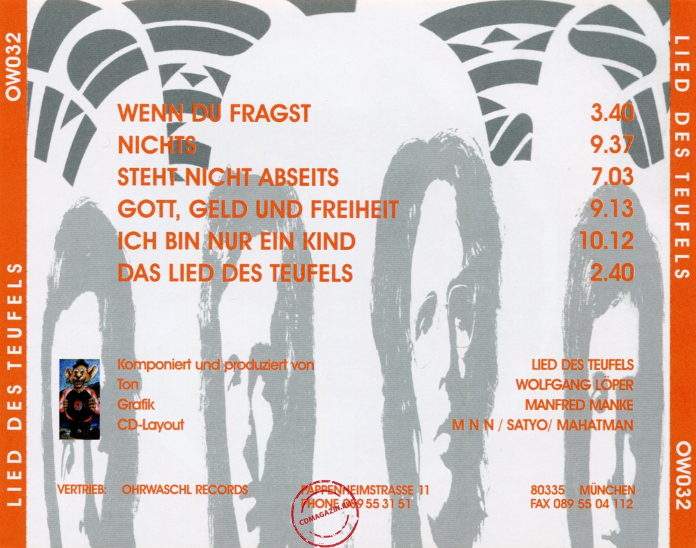 Audio CD: Lied Des Teufels (1973) Lied Des Teufels Audio CD: Lied Des Teufels (1973) Lied Des Teufels