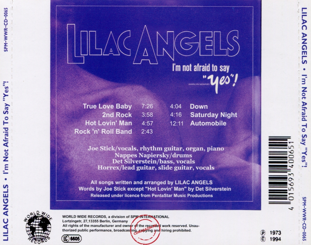 Audio CD: Lilac Angels (1973) I'm Not Afraid To Say "Yes"! Audio CD: Lilac Angels (1973) I'm Not Afraid To Say "Yes"!