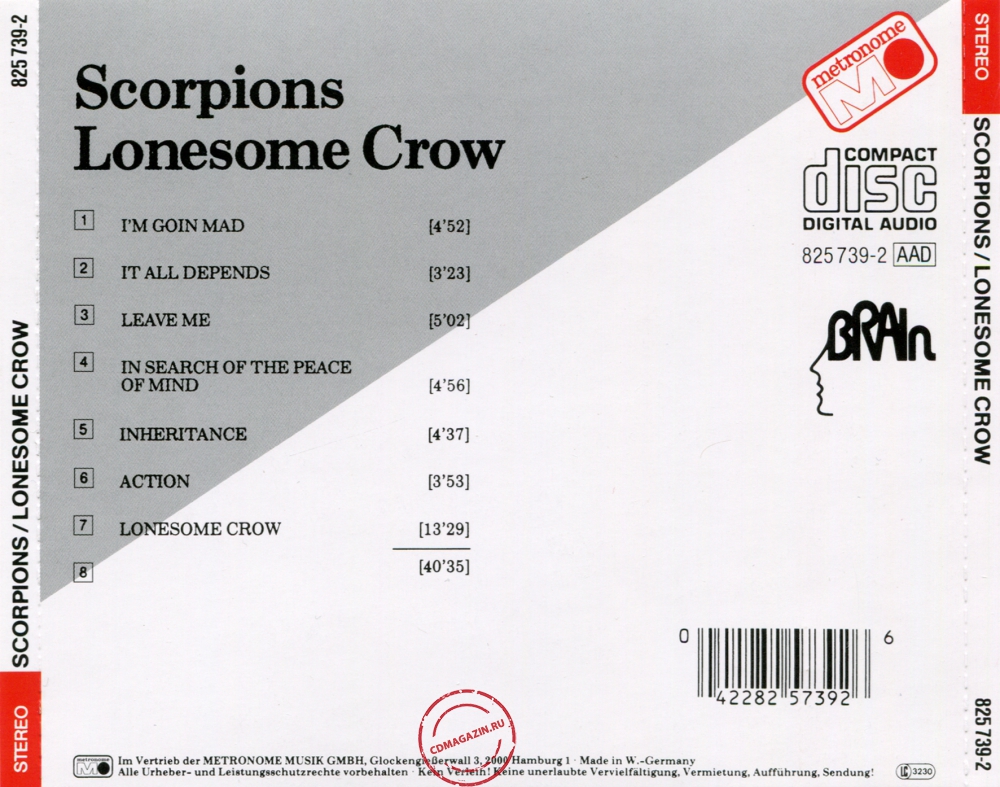 Audio CD: Scorpions (1972) Lonesome Crow Audio CD: Scorpions (1972) Lonesome Crow