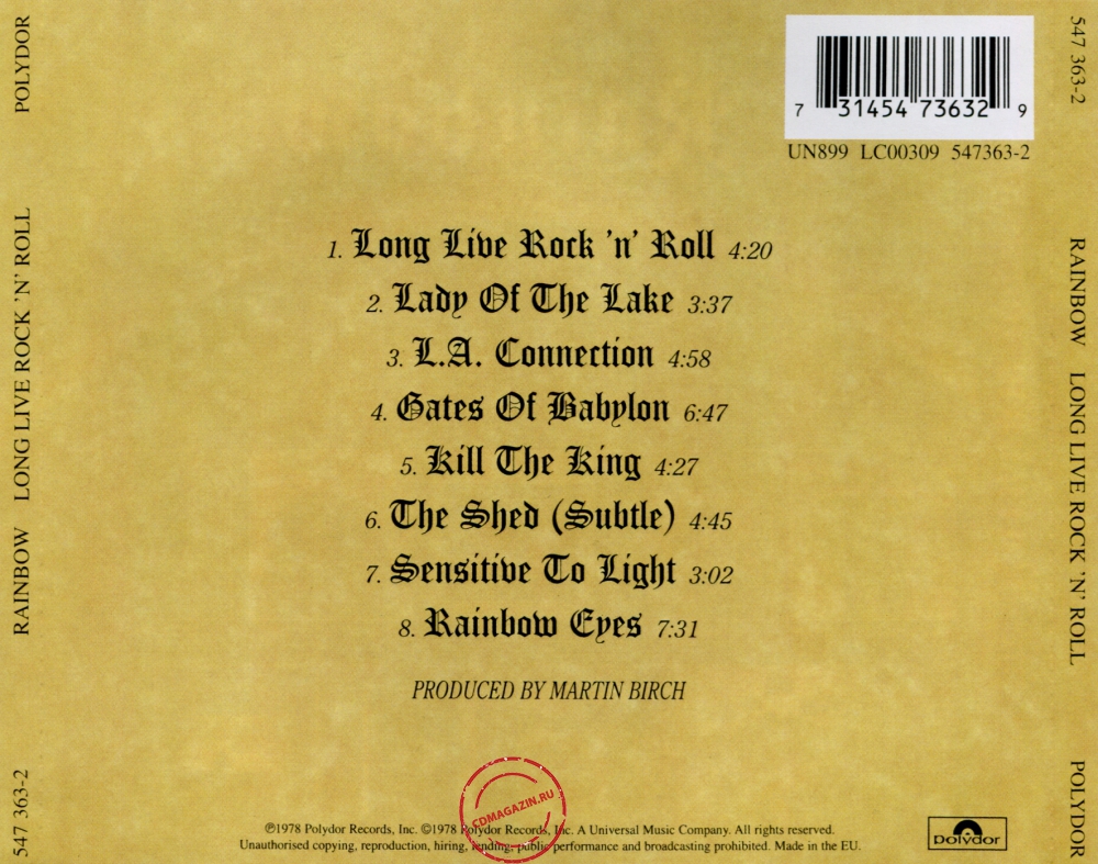 Audio CD: Rainbow (1978) Long Live Rock 'N' Roll