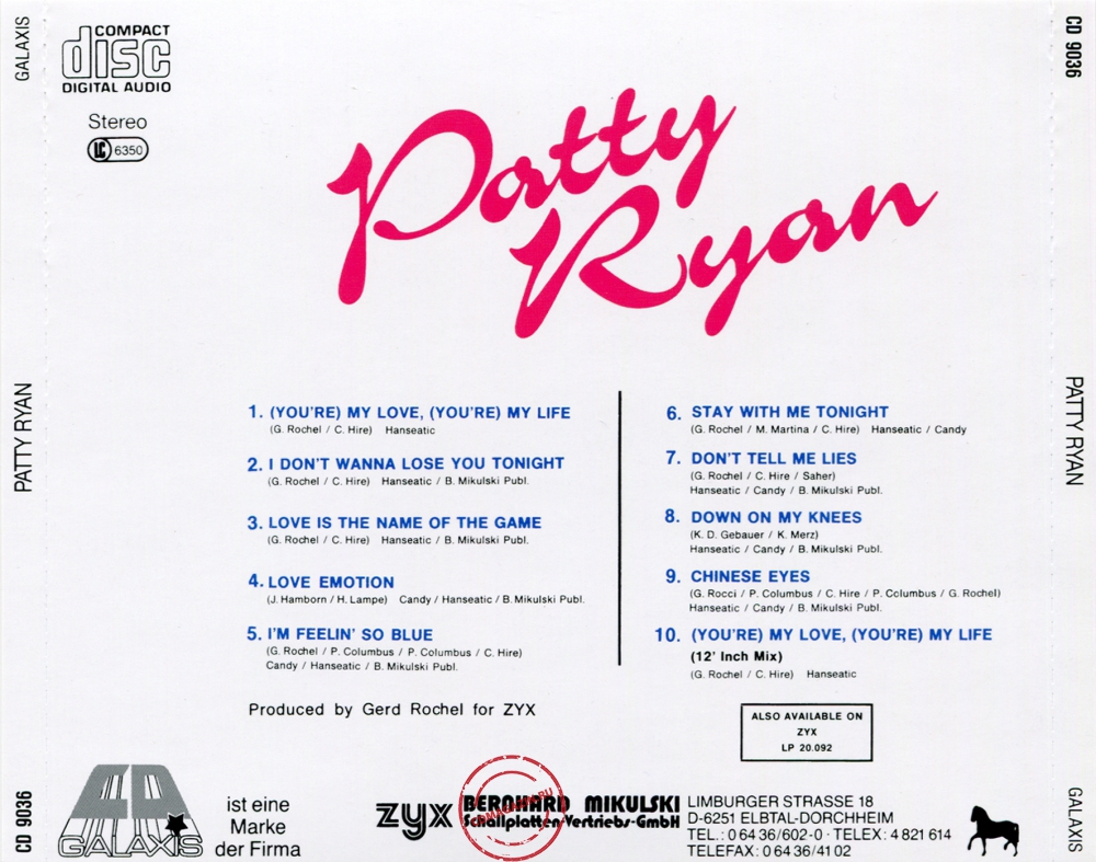 Audio CD: Patty Ryan (1987) Love Is The Name Of The Game