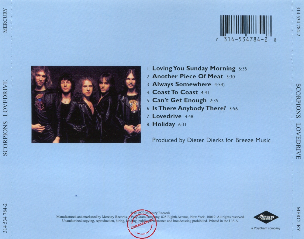 Audio CD: Scorpions (1979) Lovedrive Audio CD: Scorpions (1979) Lovedrive