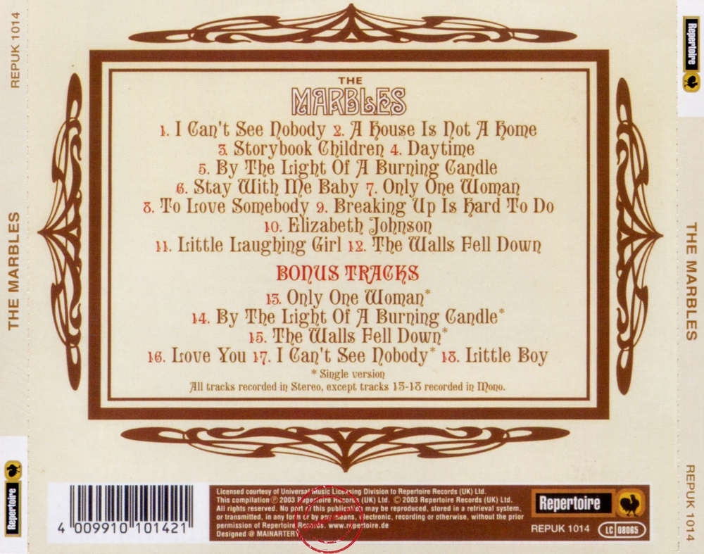Audio CD: Marbles (3) (1970) The Marbles Audio CD: Marbles (3) (1970) The Marbles