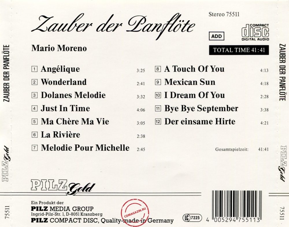 Audio CD: Mario Moreno (3) (1988) Zauber Der Panflote Audio CD: Mario Moreno (3) (1988) Zauber Der Panflote