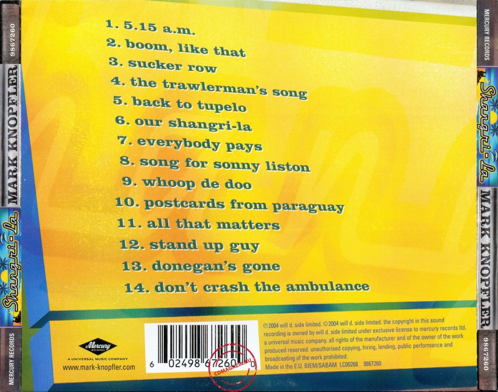 Audio CD: Mark Knopfler (2004) Shangri-La Audio CD: Mark Knopfler (2004) Shangri-La