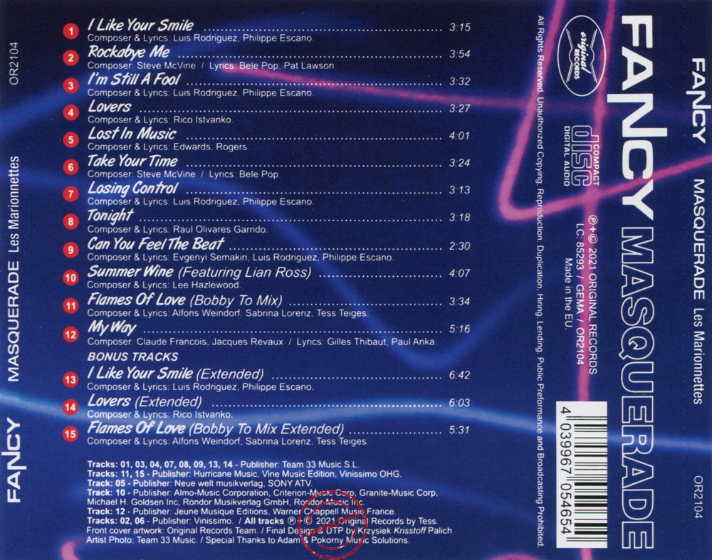 Audio CD: Fancy (2021) Masquerade (Les Marionnettes) Audio CD: Fancy (2021) Masquerade (Les Marionnettes)