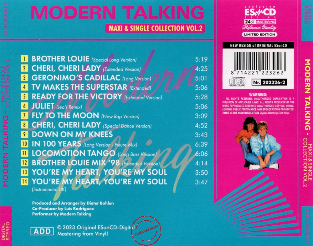 Audio CD: Modern Talking (2023) Maxi & Singles Collection Vol. 2 Audio CD: Modern Talking (2023) Maxi & Singles Collection Vol. 2