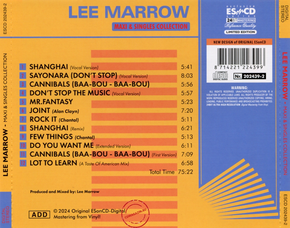 Audio CD: Lee Marrow (2024) Maxi & Singles Collection Audio CD: Lee Marrow (2024) Maxi & Singles Collection