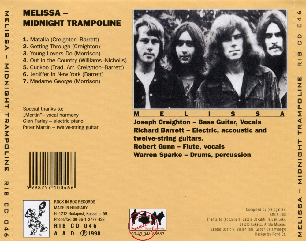 Audio CD: Melissa (46) (1971) Midnight Trampoline