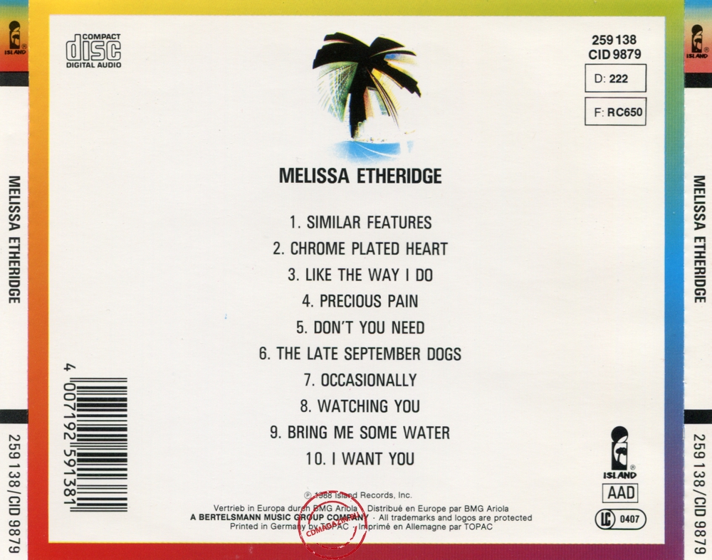 Audio CD: Melissa Etheridge (1988) Melissa Etheridge