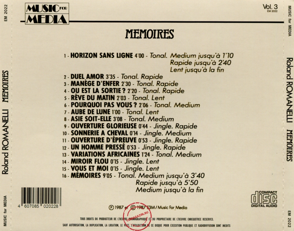 Audio CD: Roland Romanelli (1987) Memories Audio CD: Roland Romanelli (1987) Memories
