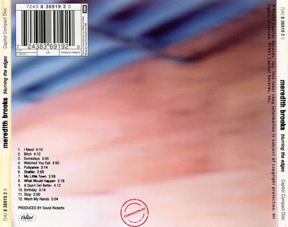 Audio CD: Meredith Brooks (1997) Blurring The Edges