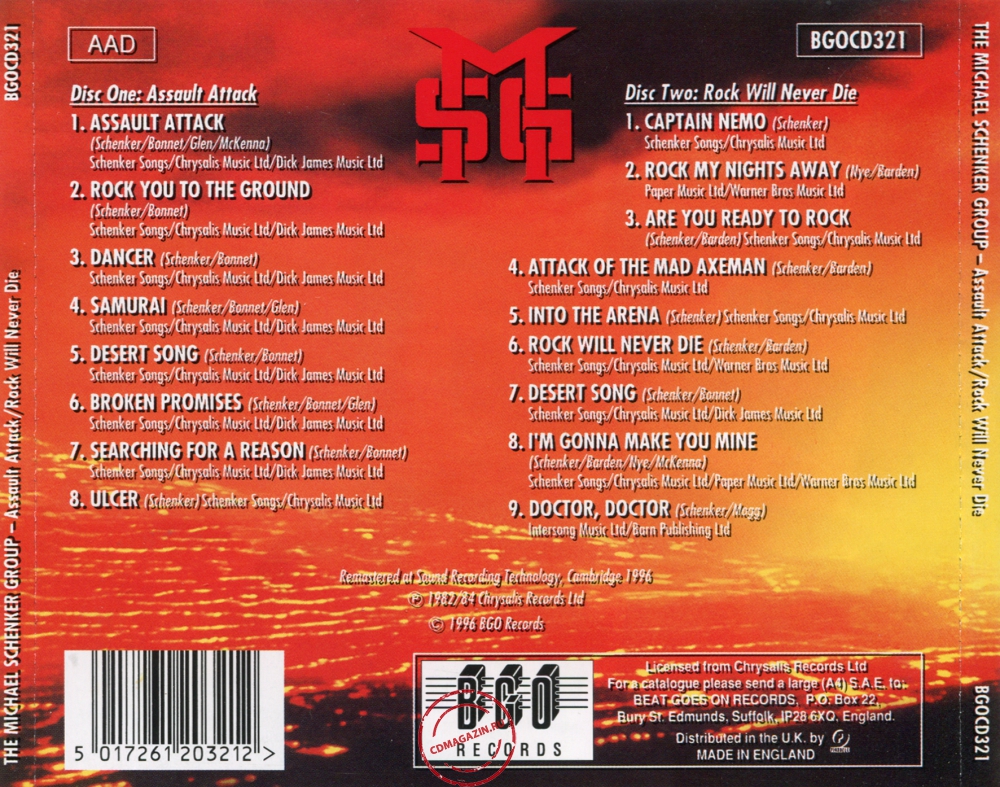 Audio CD: Michael Schenker Group (1982) Assault Attack + Rock Will Never Die Audio CD: Michael Schenker Group (1982) Assault Attack + Rock Will Never Die