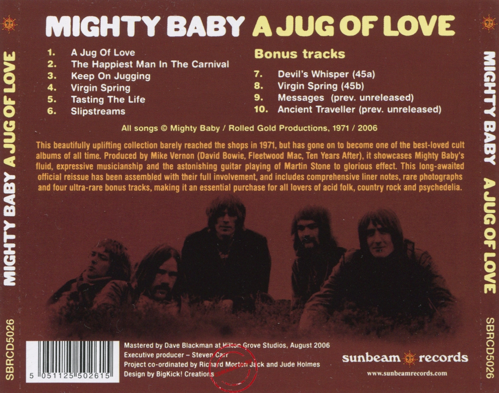 Audio CD: Mighty Baby (1971) A Jug Of Love Audio CD: Mighty Baby (1971) A Jug Of Love