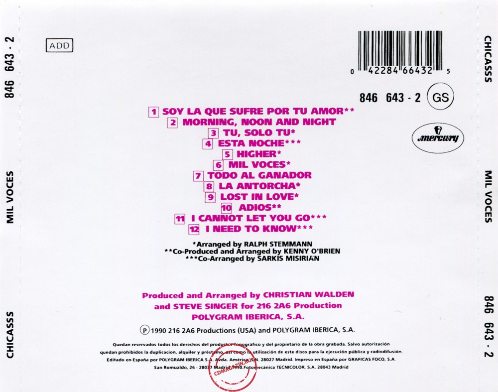 Audio CD: Chicasss (1990) Mil Voces Audio CD: Chicasss (1990) Mil Voces