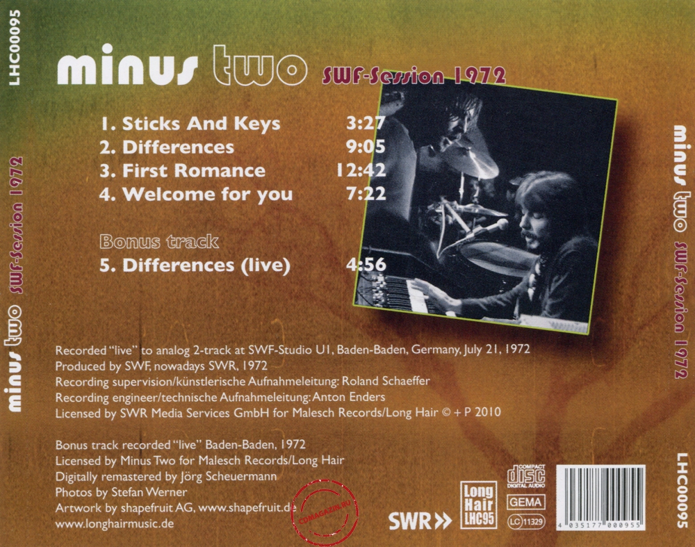 Audio CD: Minus Two (2) (1972) SWF Session 1972