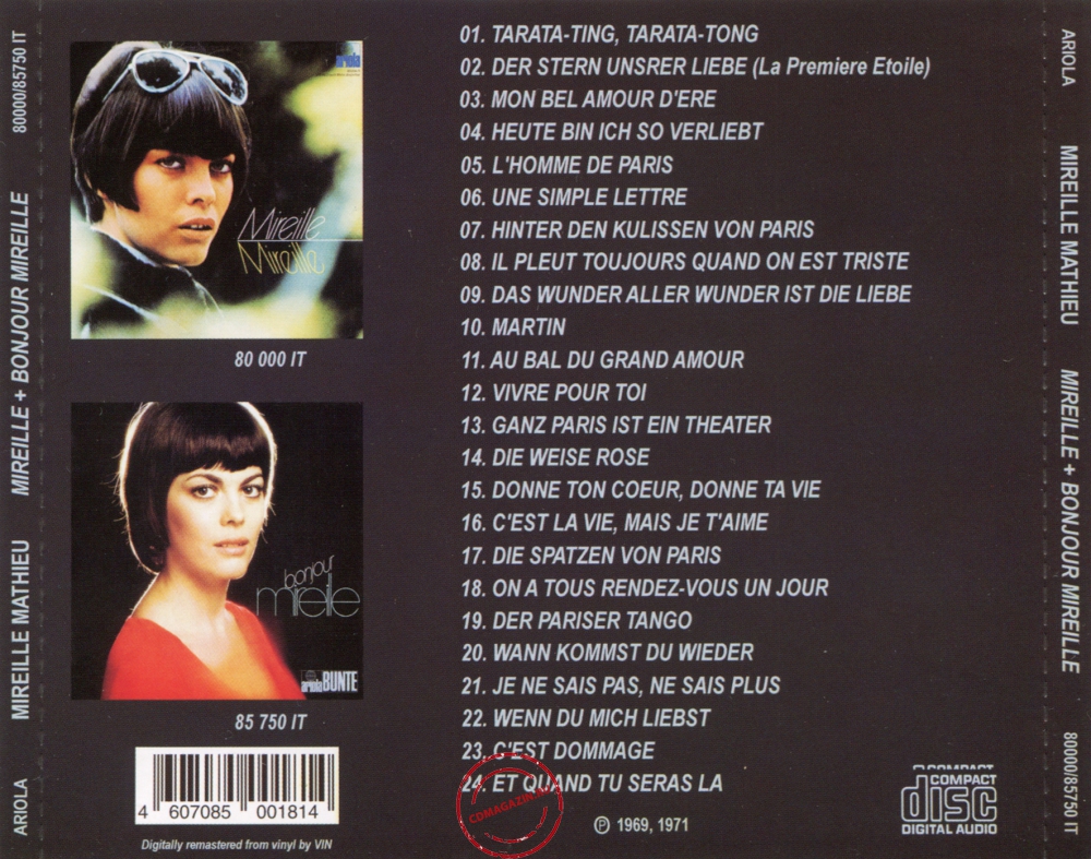 Audio CD: Mireille Mathieu (1969) Mireille + Bonjour Mireille Audio CD: Mireille Mathieu (1969) Mireille + Bonjour Mireille