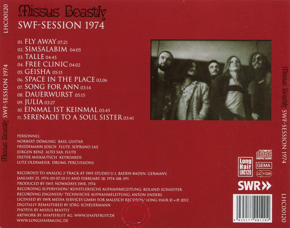 Audio CD: Missus Beastly (1974) SWF-Session 1974