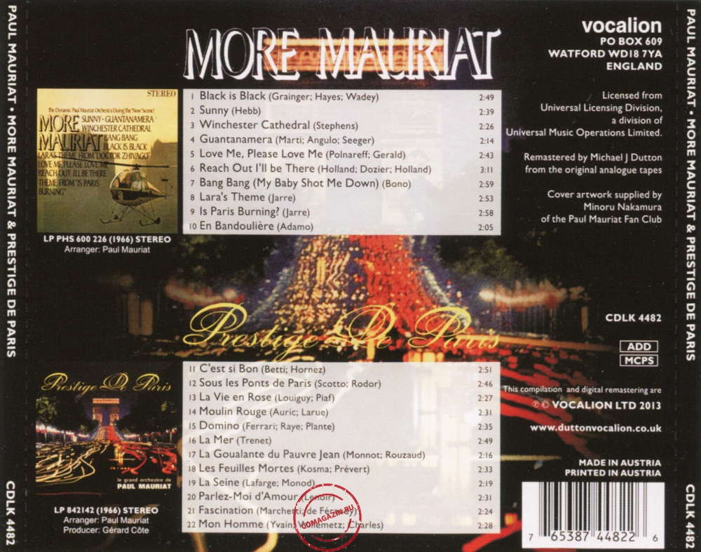 Audio CD: Paul Mauriat (1966) More Mauriat + Prestige De Paris Audio CD: Paul Mauriat (1966) More Mauriat + Prestige De Paris