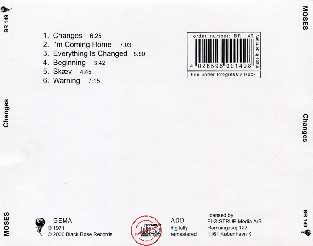 Audio CD: Moses (38) (1971) Changes Audio CD: Moses (38) (1971) Changes