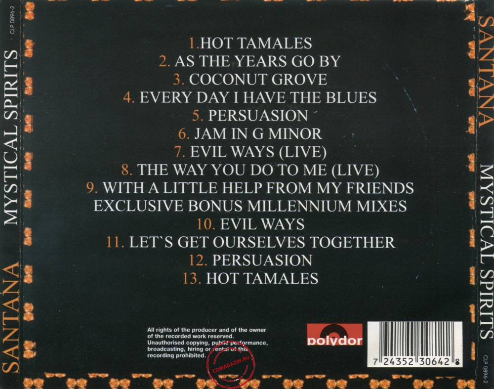 Audio CD: Santana (2000) Mystical Spirits Audio CD: Santana (2000) Mystical Spirits